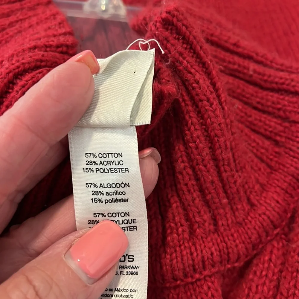 Zenergy ( by Chicos) red sweater poncho in S/M. High collar. Machine washable. - Picture 5 of 5